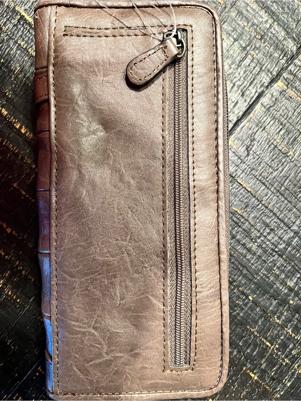 Clarks Brown Quilted Ring-Accent Zip Wallet - Picture 2 of 5